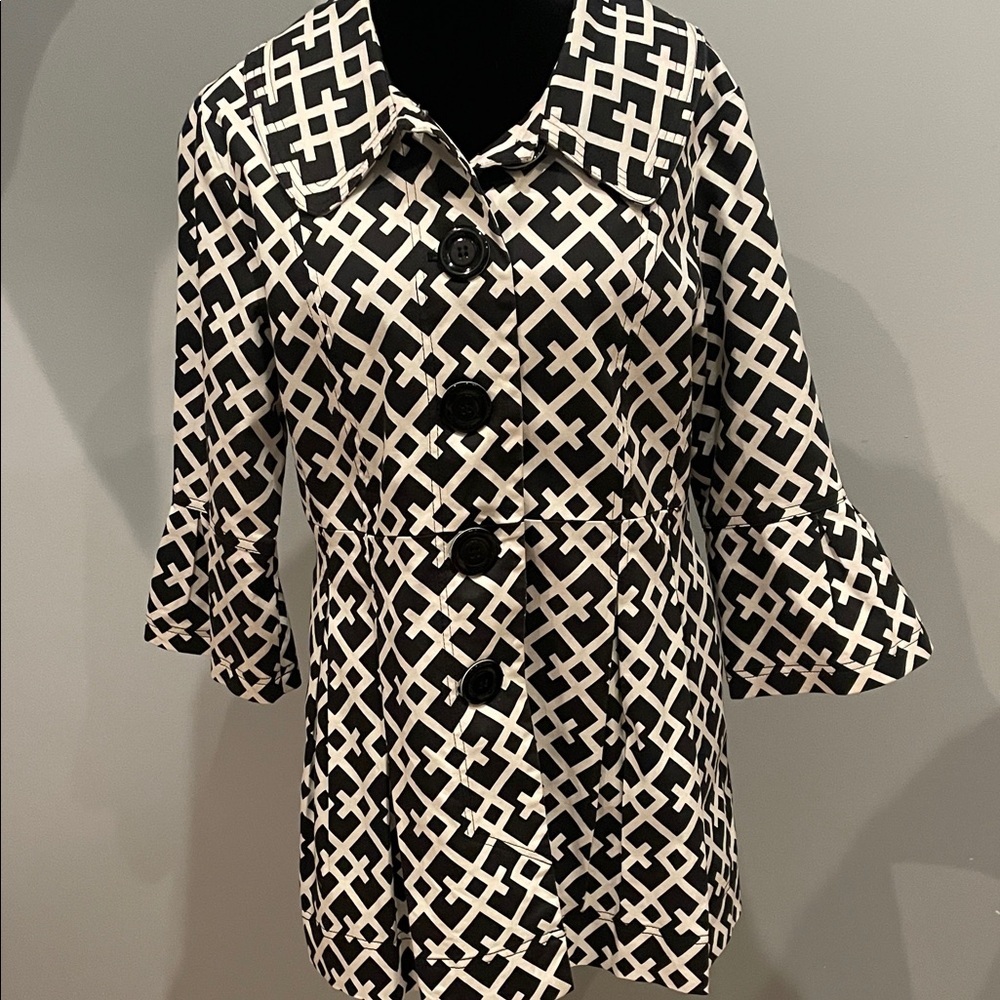 Stylish Black and White Trench Coat